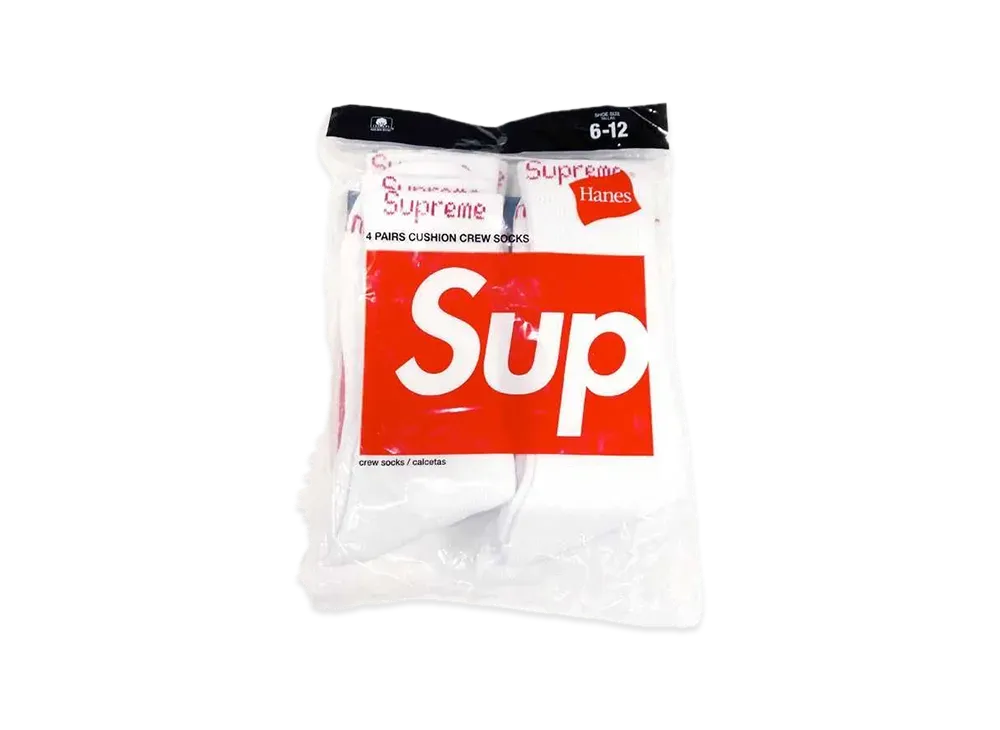 Supreme x Hanes Crew Socks (4 Pack) "White"