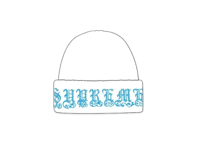 Supreme Old English Rhinestone Beanie "White"