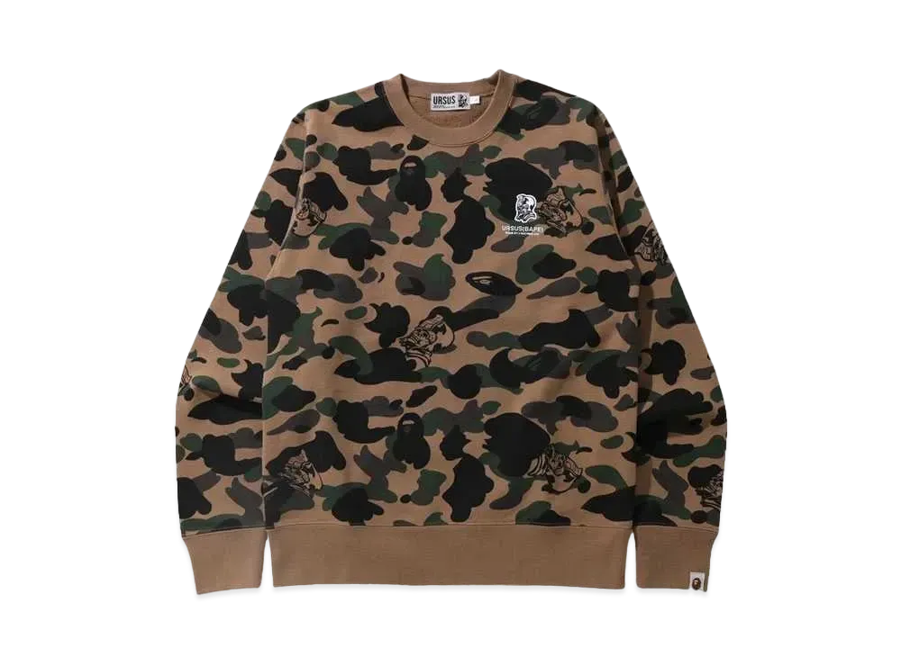 A BATHING APE URSUS CAMO CREWNECK "Olivedr"