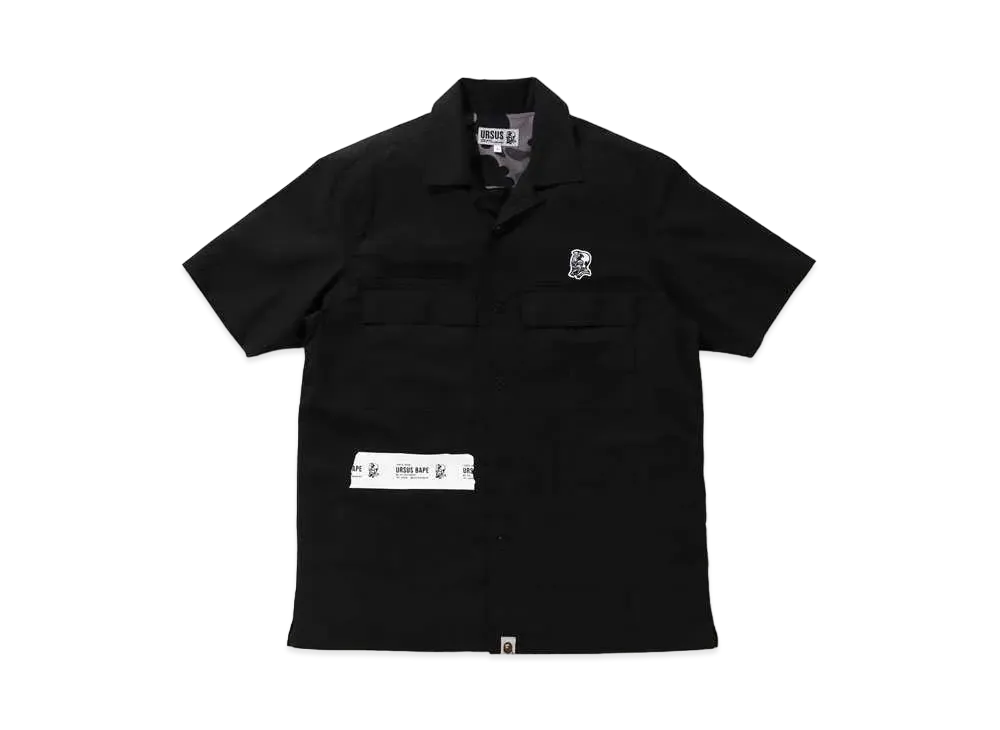 A BATHING APE URSUS RELAXED MILITARY S/S SHIRT "Black"
