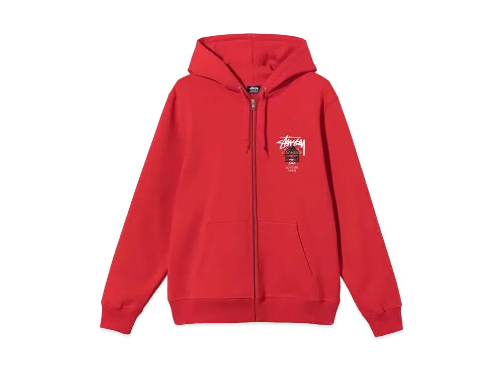 Stussy DSM WORLD TOUR ZIP HOOD "Red" 3973793