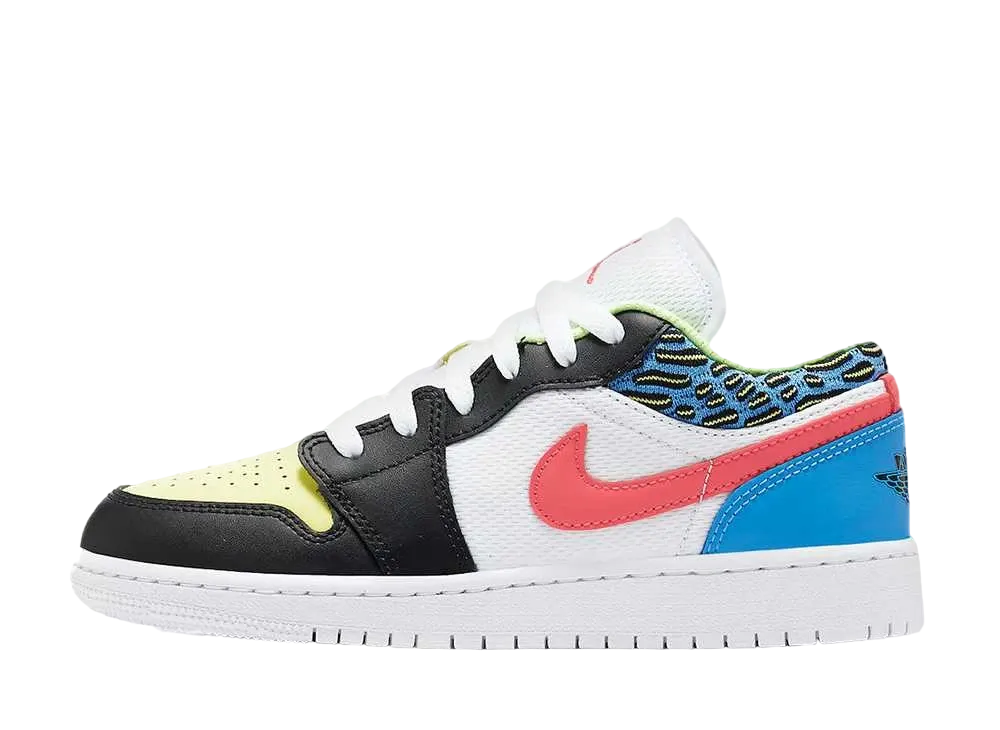 ナイキ GS エアジョーダン1 ロー "ブラック/ライトフュージョンレッド/ホワイト/コースト"