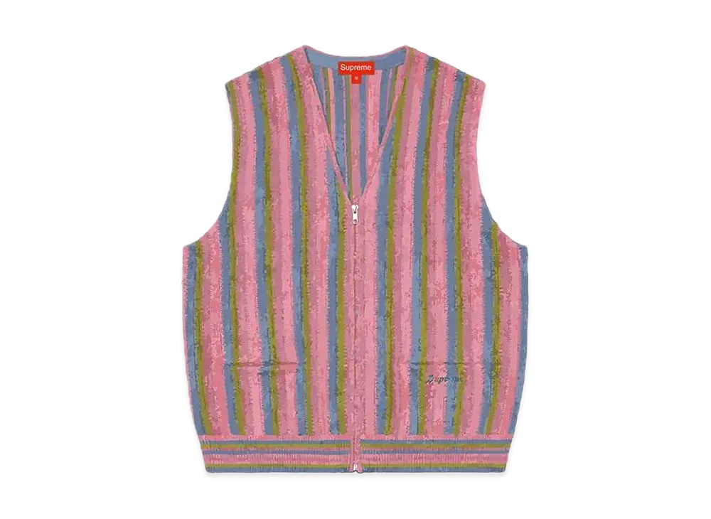シュプリーム ストライプ セーター ベスト "パープル"