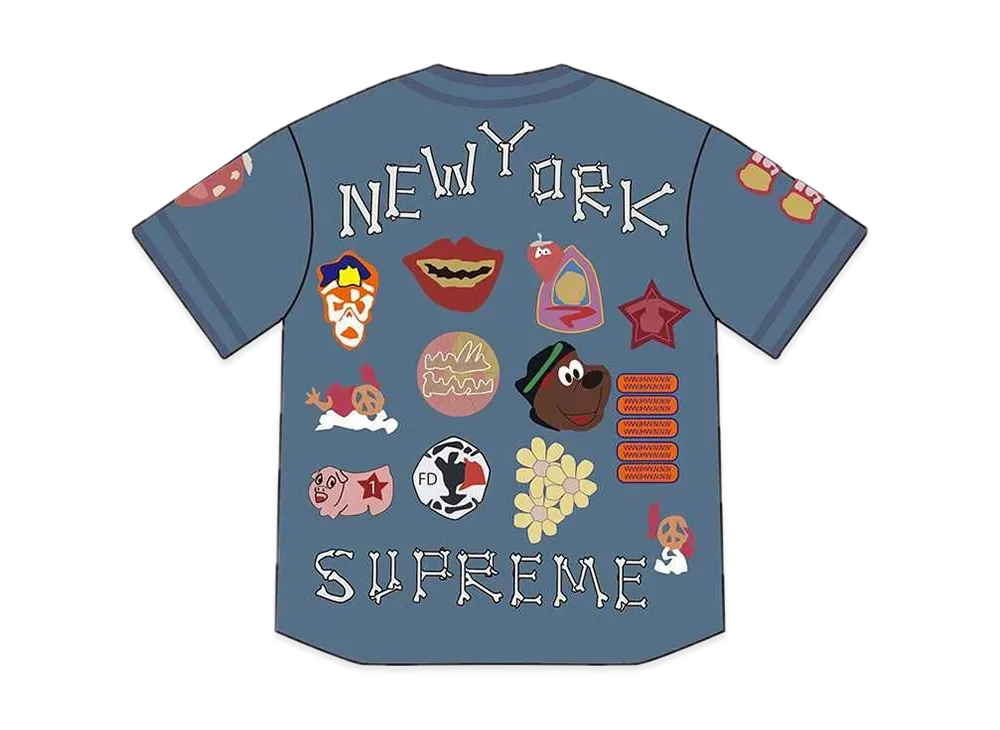 Supreme Patches Denim Baseball Jersey "Denim"