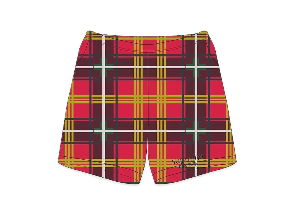 Supreme Plaid Sweatshort "Red"