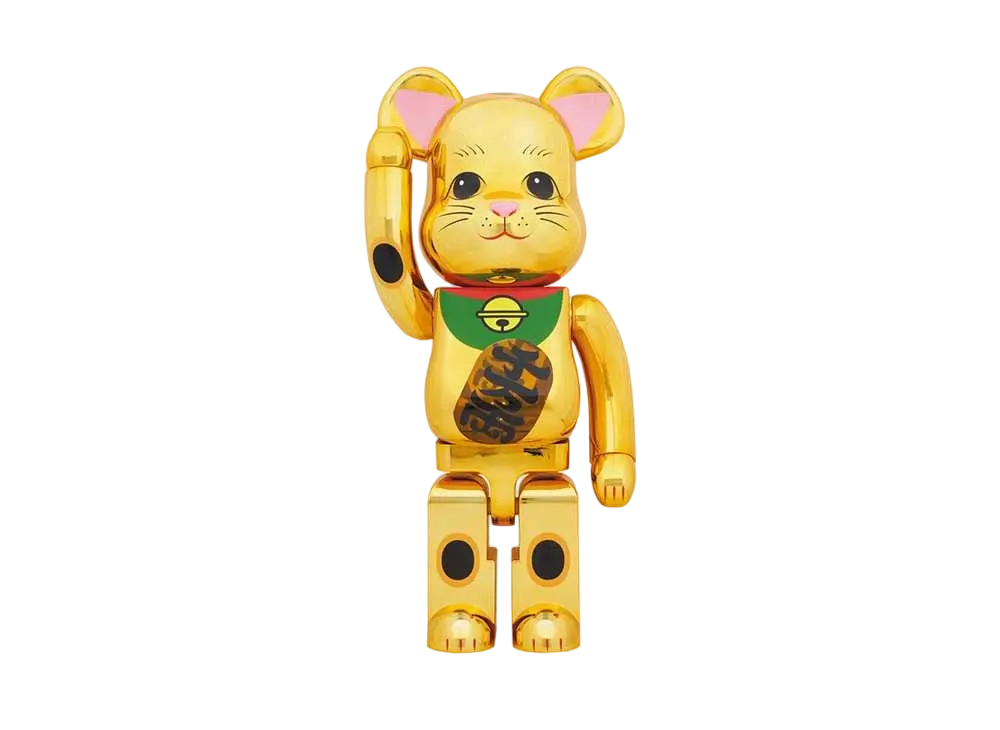 Bearbrick Maneki Neko Gold Plated Luminous 1000%