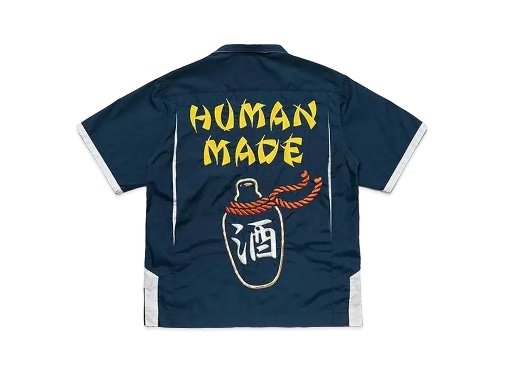 HUMAN MADE STAND COLLAR BOWLING SHIRT "Navy"