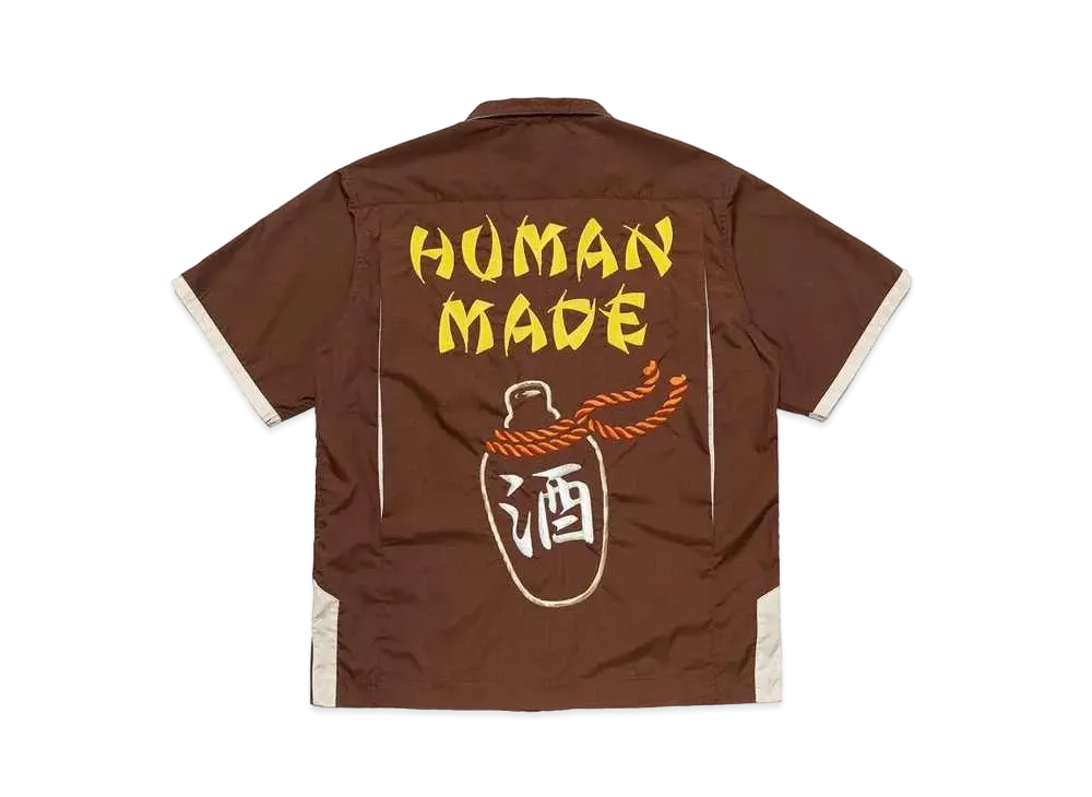 HUMAN MADE STAND COLLAR BOWLING SHIRT "Brown"