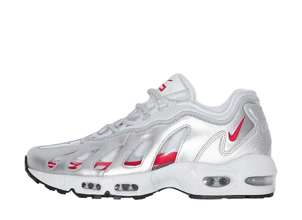 Supreme × Nike Air Max 96 "Metallic Silver/Speed Red/Clear"