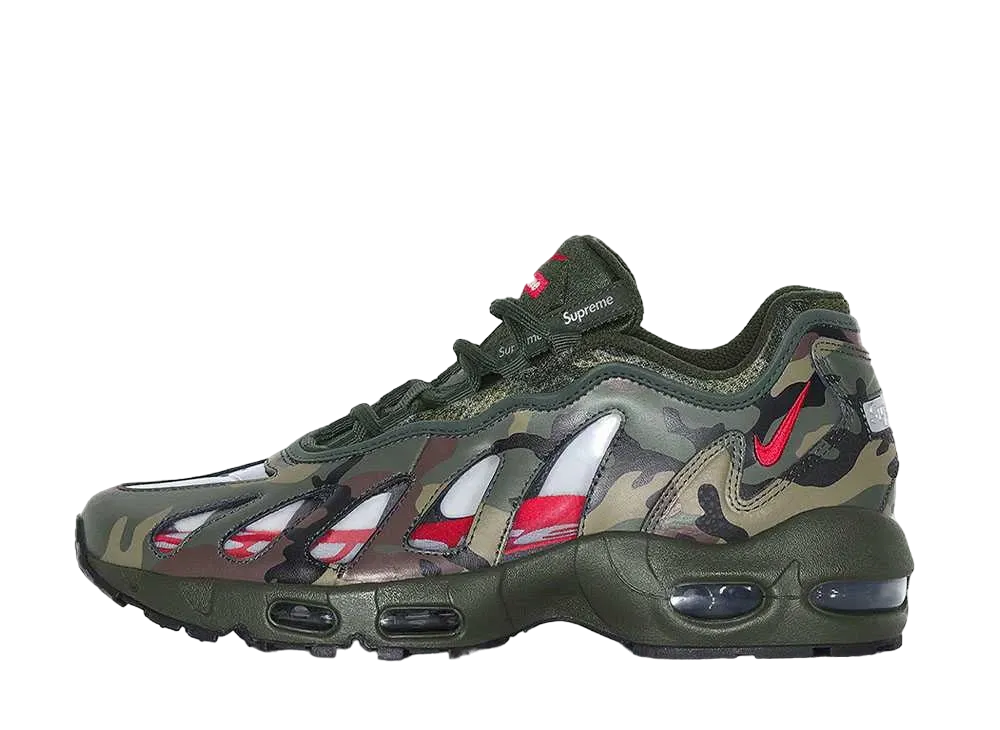 Supreme × Nike Air Max 96 "Dark Army Camo/Speed Red/Clear"