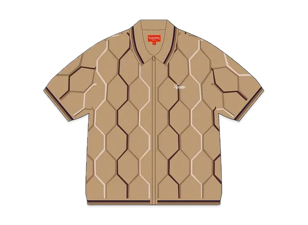 Supreme Hex Zip Up Polo "Tan"