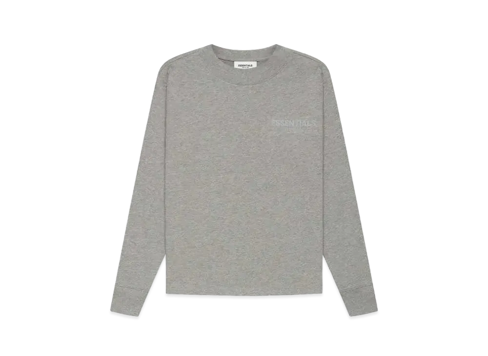 FEAR OF GOD ESSENTIALS Kids Long Sleeve Tee "Dark Heather Oatmeal"