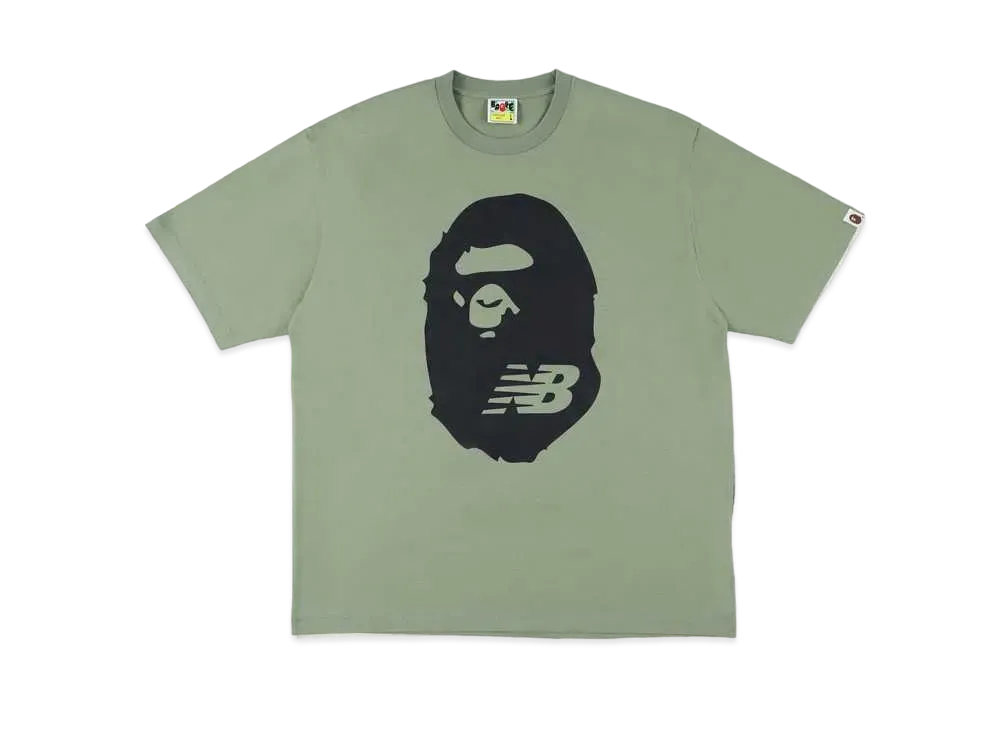 A BATHING APE NEW BALANCE APE HEAD TEE "Olive"