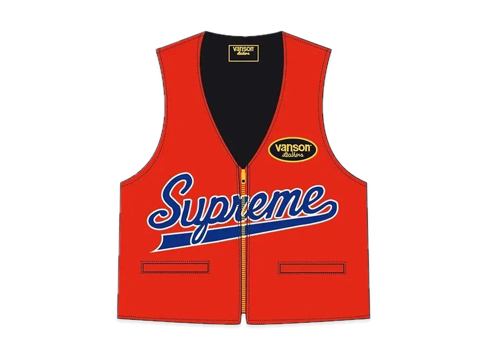 Supreme x Vanson Leathers Spider Web Vest "Red"