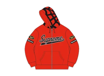 Supreme / Vanson Leathers® Spider Web Zip Up Hooded Sweatshirt "Red"