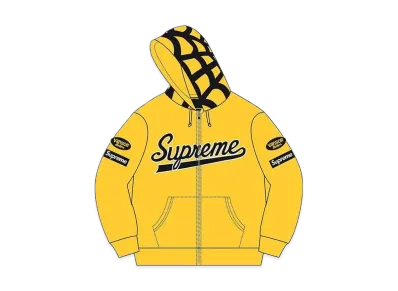 Supreme / Vanson Leathers® Spider Web Zip Up Hooded Sweatshirt "Yellow"