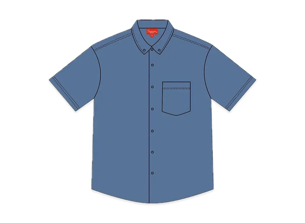 Supreme Embossed Denim S/S Shirt "Blue"