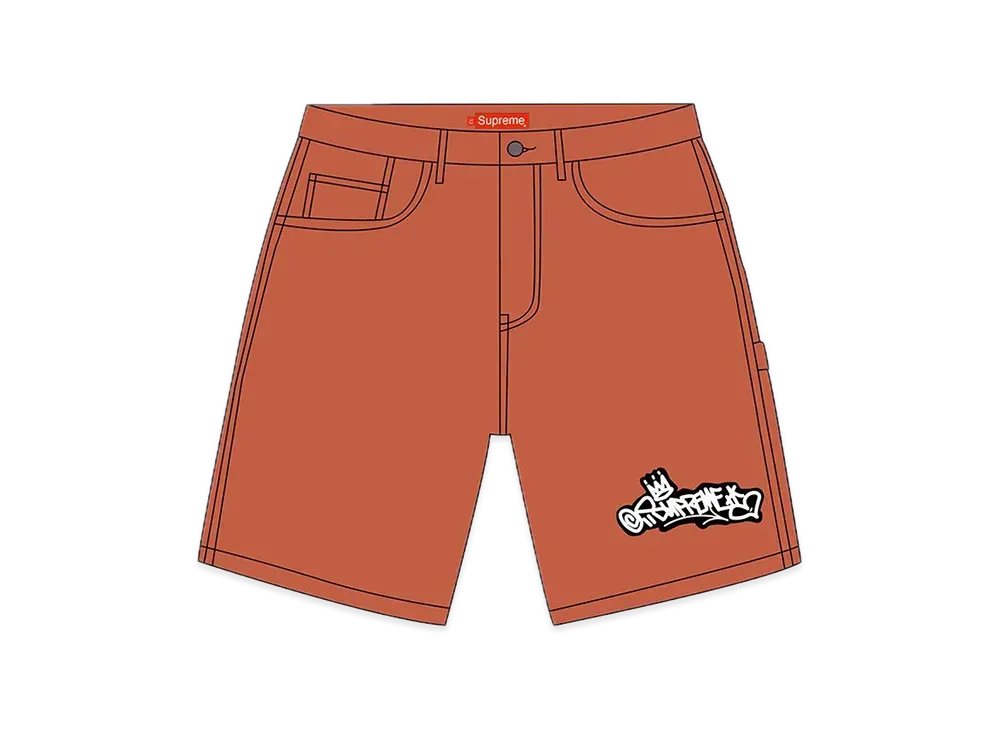 Supreme Handstyle Denim Painter Short "Copper"