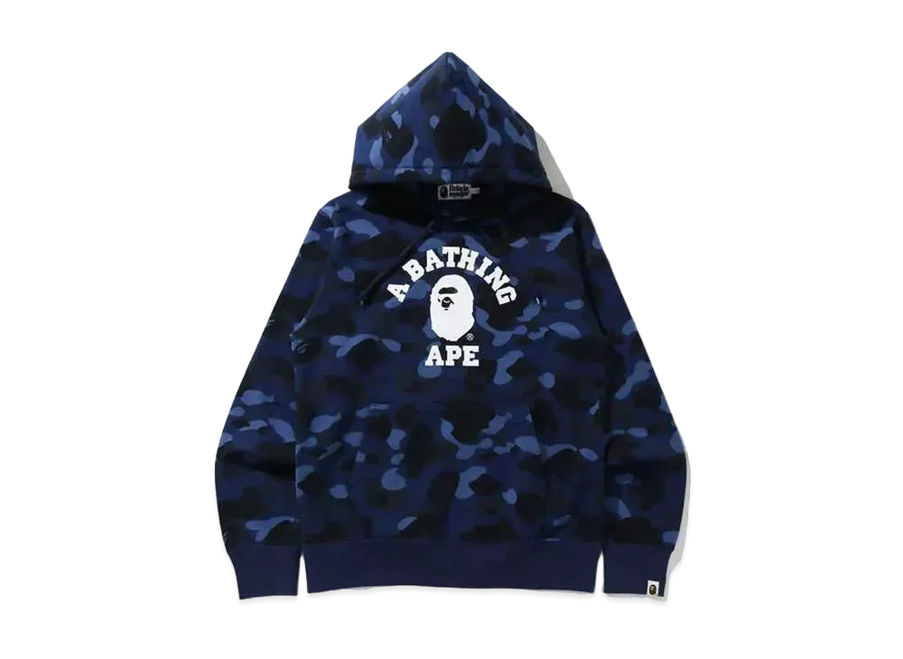 A BATHING APE COLOR CAMO COLLEGE PULLOVER HOODIE "Navy"