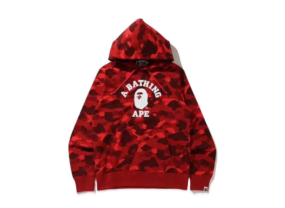 A BATHING APE COLOR CAMO COLLEGE PULLOVER HOODIE "Red"