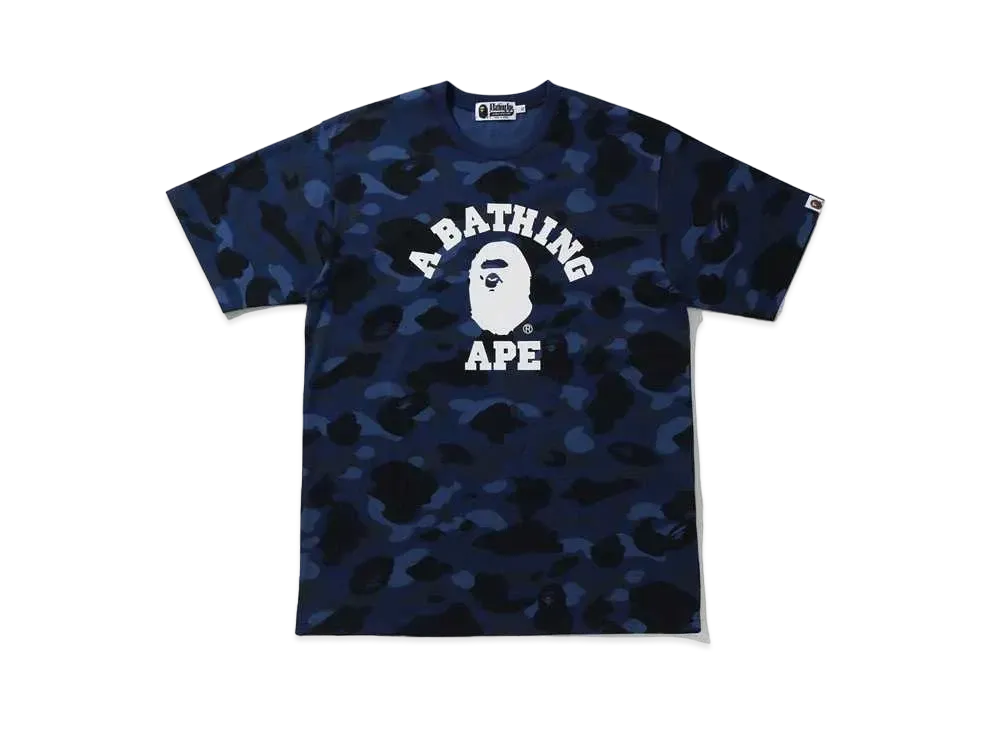 A BATHING APE COLOR CAMO COLLEGE TEE "Navy"