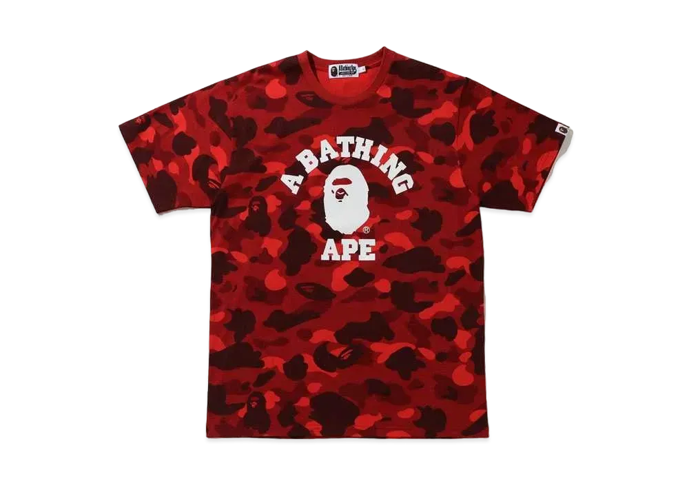 A BATHING APE COLOR CAMO COLLEGE TEE "Red"