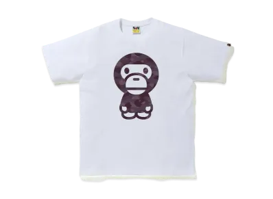 A BATHING APE COLOR CAMO BIG BABY MILO TEE "White/Burgundy"