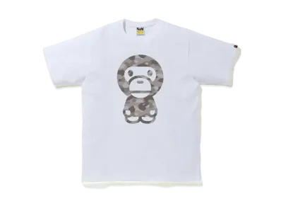 A BATHING APE COLOR CAMO BIG BABY MILO TEE "White/Grey"
