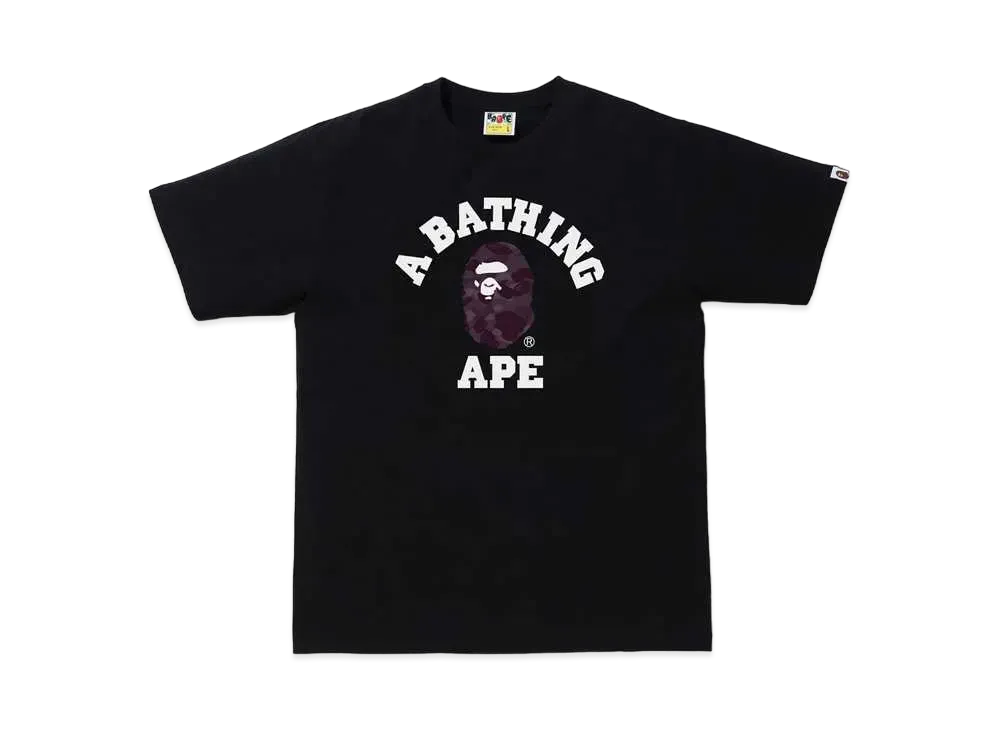 A BATHING APE COLOR CAMO COLLEGE TEE "Black/Burgundy"