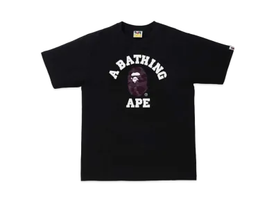 A BATHING APE COLOR CAMO COLLEGE TEE "Black/Burgundy"