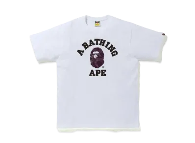 A BATHING APE COLOR CAMO COLLEGE TEE "White/Burgundy"