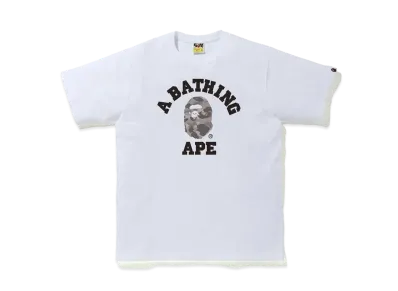 A BATHING APE COLOR CAMO COLLEGE TEE "White/Grey"