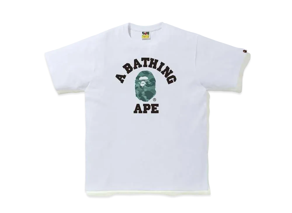 A BATHING APE COLOR CAMO COLLEGE TEE "White/Green"