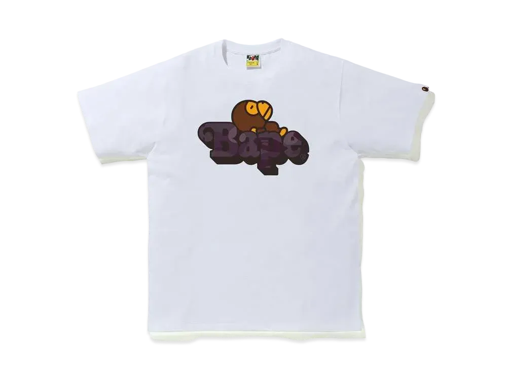 A BATHING APE COLOR CAMO MILO ON BAPE TEE "White/Burgundy"