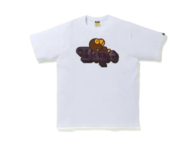 A BATHING APE COLOR CAMO MILO ON BAPE TEE "White/Burgundy"
