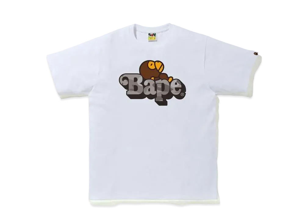 A BATHING APE COLOR CAMO MILO ON BAPE TEE "White/Grey"