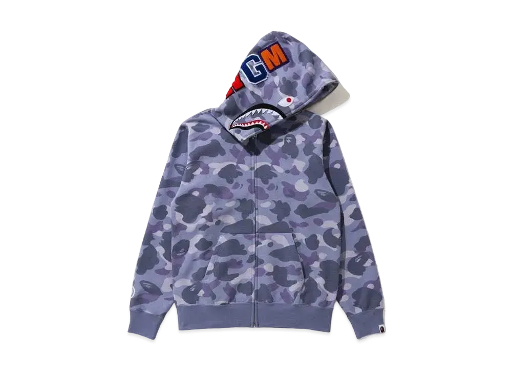 A BATHING APE COLOR CAMO SHARK FULL ZIP HOODIE "Purple"