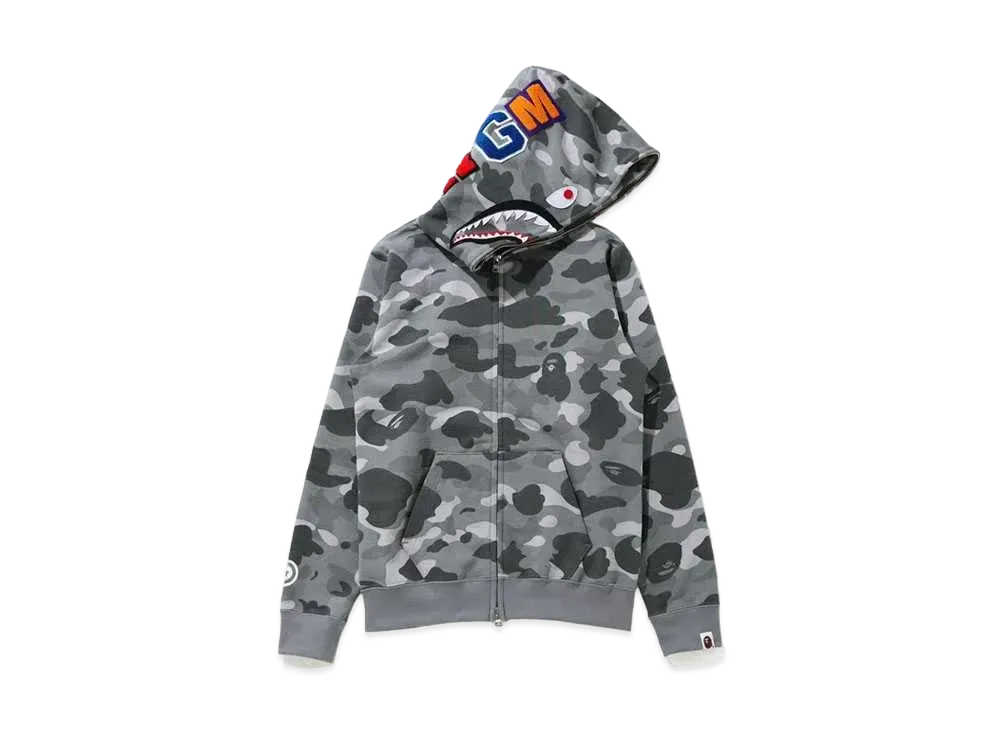 A BATHING APE COLOR CAMO SHARK FULL ZIP HOODIE "Grey"