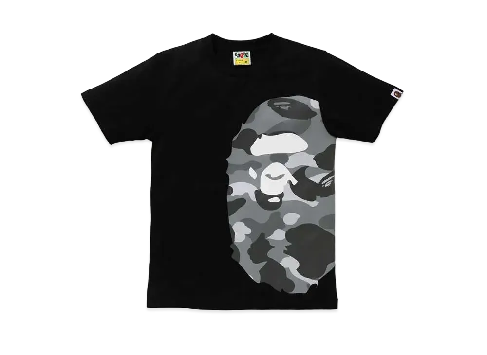 A BATHING APE COLOR CAMO SIDE BIG APE HEAD TEE "Black/Grey"