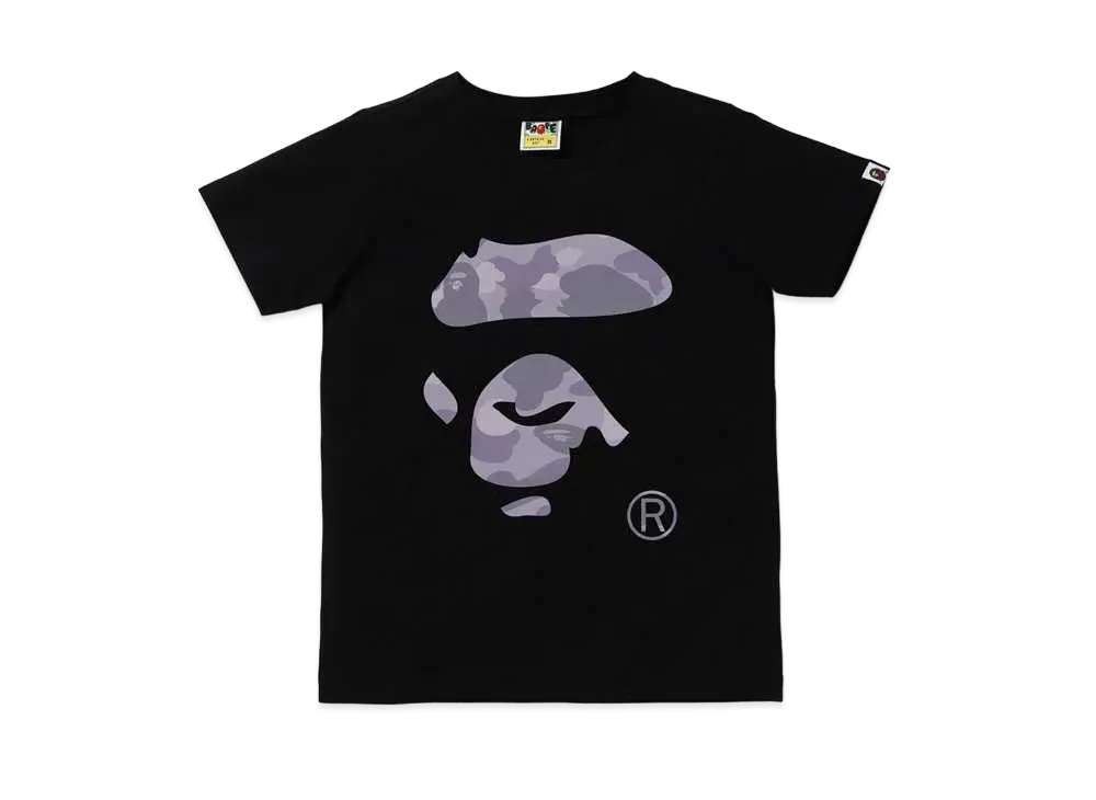 A BATHING APE COLOR CAMO APE FACE TEE "Black/Purple"