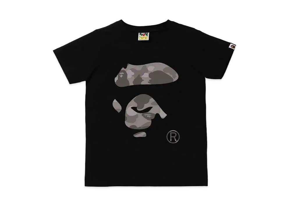 A BATHING APE COLOR CAMO APE FACE TEE "Black/Grey"