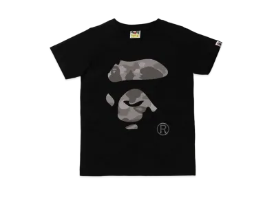 A BATHING APE COLOR CAMO APE FACE TEE "Black/Grey"