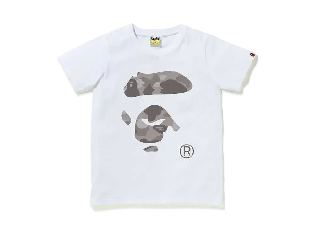 A BATHING APE COLOR CAMO APE FACE TEE "White/Grey"