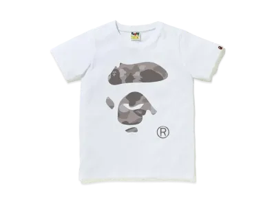 A BATHING APE COLOR CAMO APE FACE TEE "White/Grey"