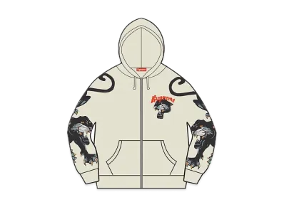 Supreme Panther Zip Up Hooded Sweatshirt "Natural"