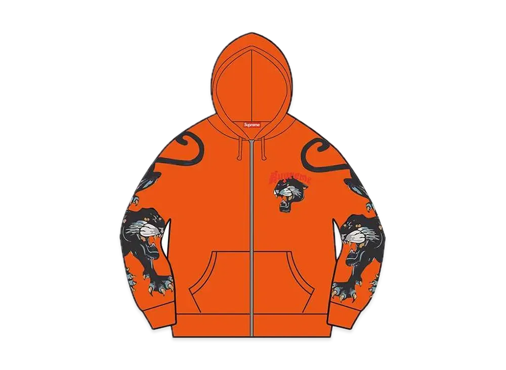 Supreme Panther Zip Up Hooded Sweatshirt "Orange"