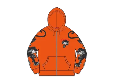 Supreme Panther Zip Up Hooded Sweatshirt "Orange"