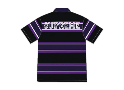 Supreme Stripe Velour Polo "Black/Purple"