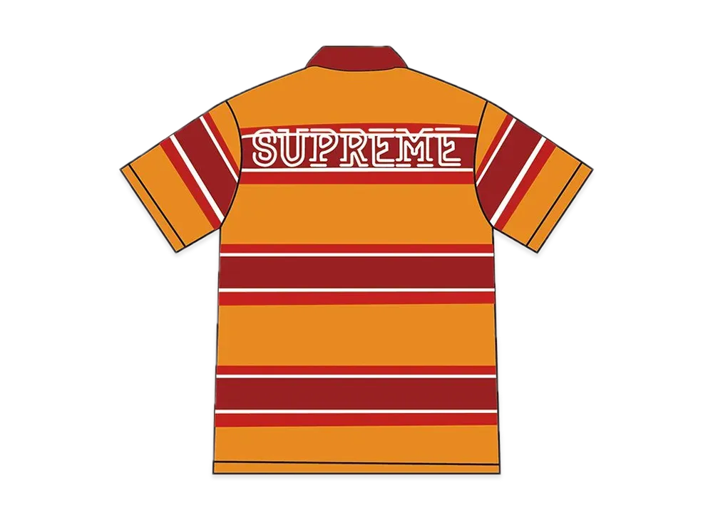 Supreme Stripe Velour Polo "Orange/Red"