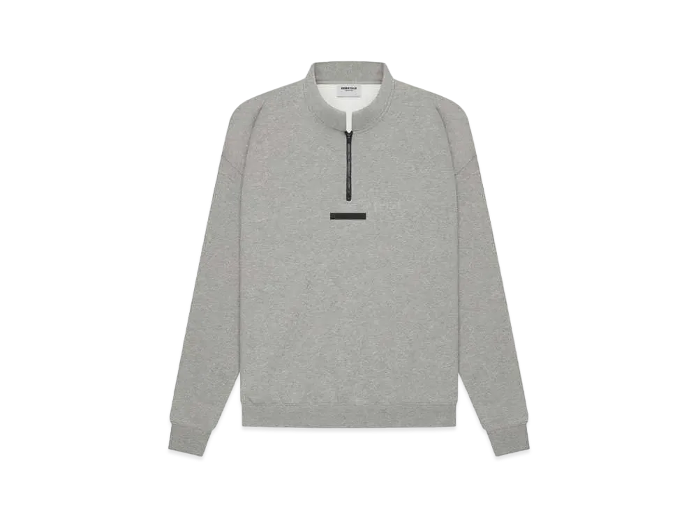 FEAR OF GOD ESSENTIALS Mockneck Half Zip "Dark Heather Oatmeal"